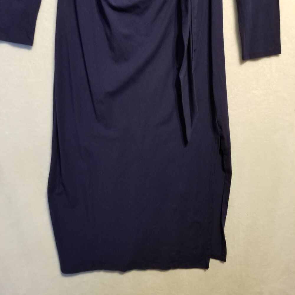 Anthropologie Daily Practice M Dress Midi Tie Breaker Long-Sleeve Navy Blue - Picture 2 of 9